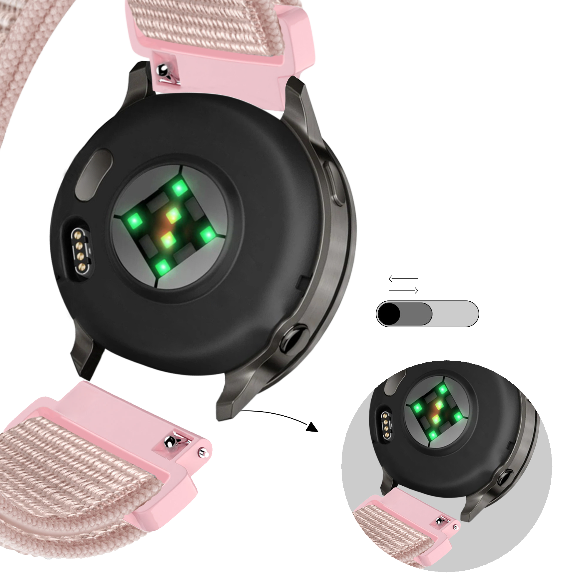 Bandz Garmin Approach J1 Nylon Loop Strap (Rose Gold)