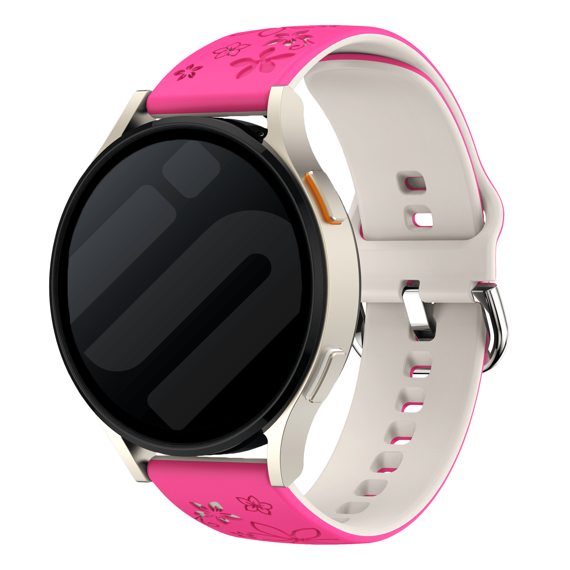 Samsung Galaxy Watch 4 Classic 46mm Flower Silikonarmband (Knalliges Rosa/Polarstern)