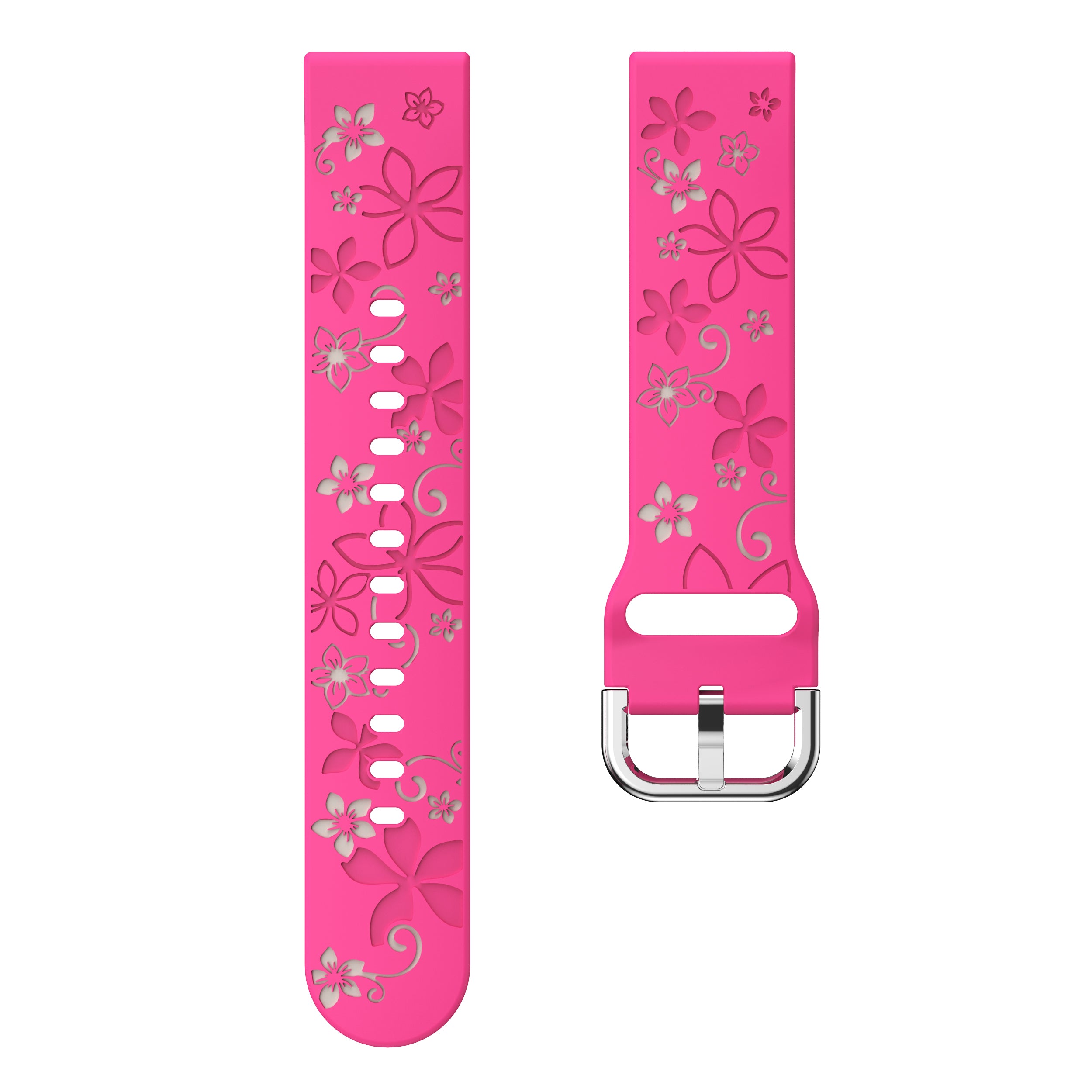 Samsung Galaxy Watch 4 Classic 46mm Flower Silikonarmband (Knalliges Rosa/Polarstern)