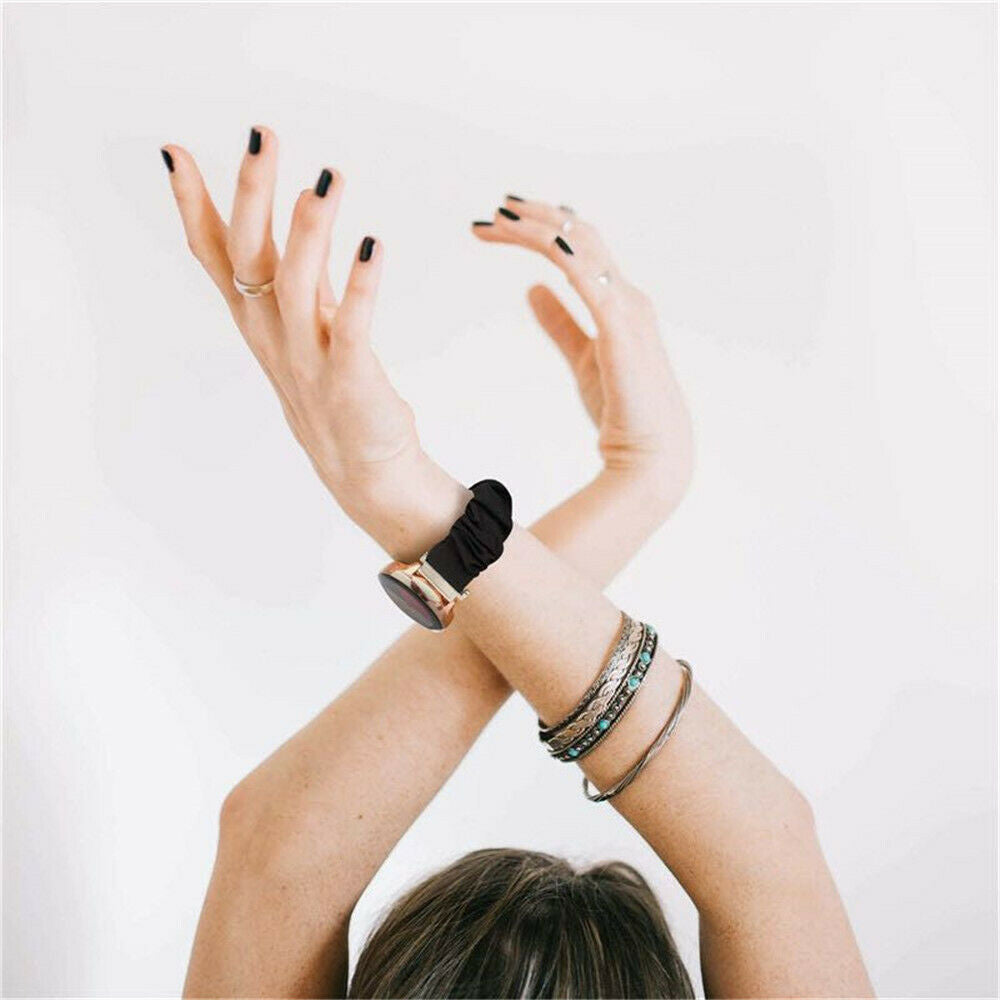 Uhrenarmband 20mm Scrunchie - Schnellverschluss (Schwarz)