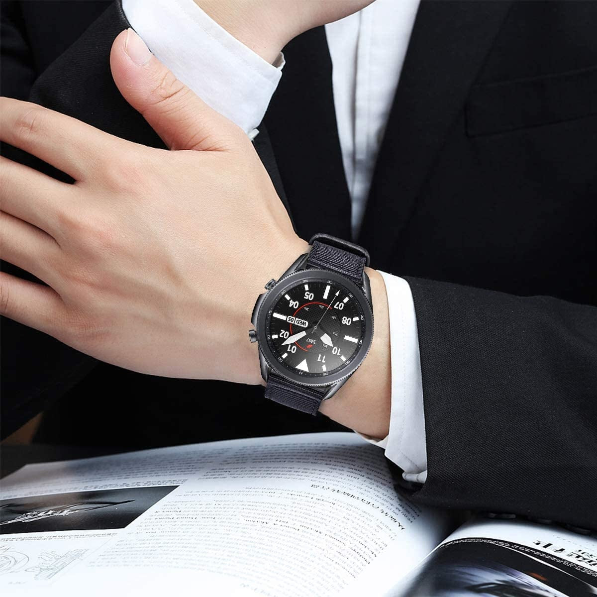 Samsung Galaxy Watch 3 45mm Nylon Strap with Buckle (Black)