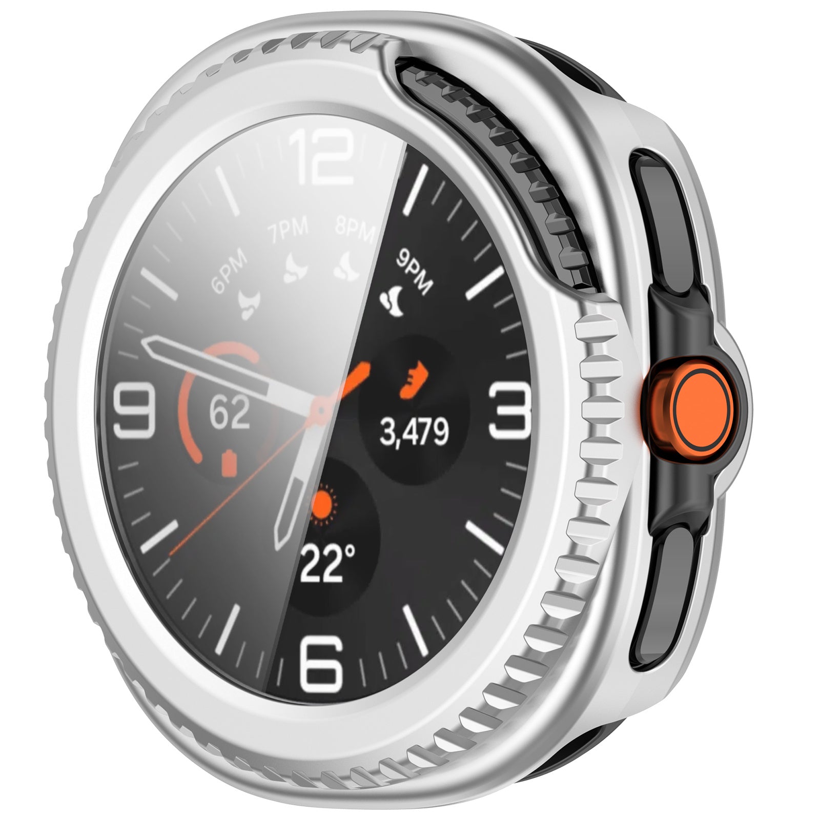 Samsung Galaxy Watch 8 Classic Hard Case with Glass (Silver)