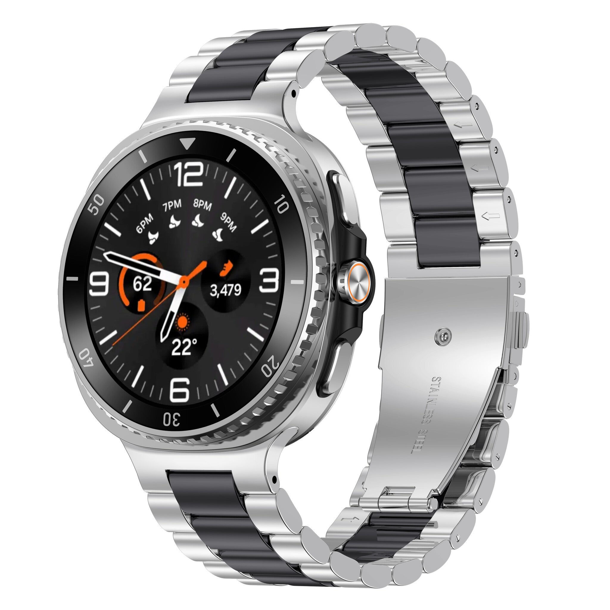 Samsung Galaxy Watch 8 - 44mm Steel Strap (Silver/Black)