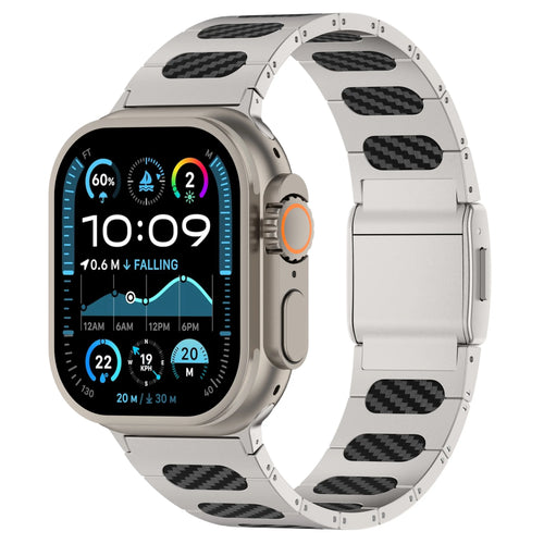 Refined Steel Hybrid Strap, silver/carbon