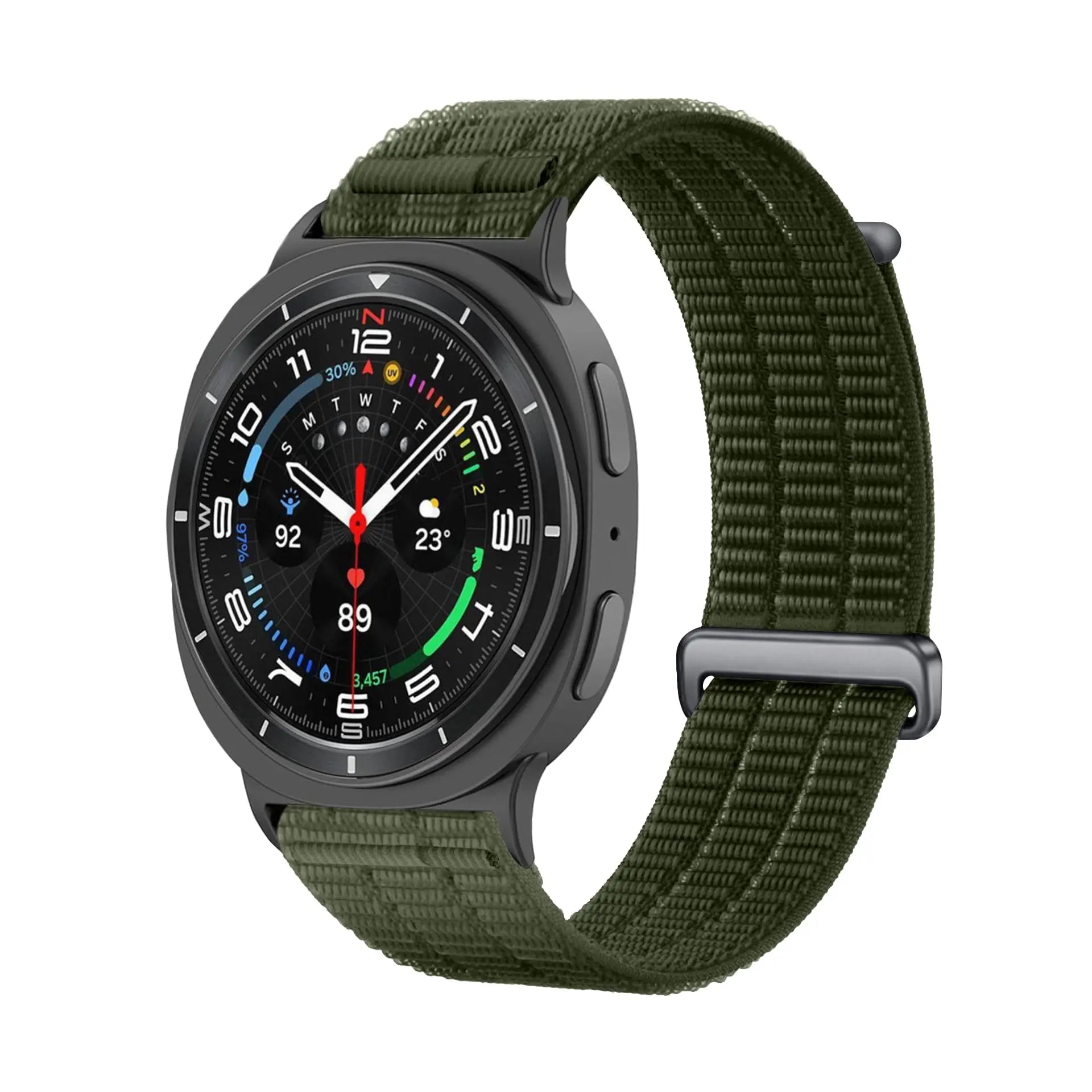Samsung Galaxy Watch 9 - 44mm Nylon Air Armband (Dunkelgrün)