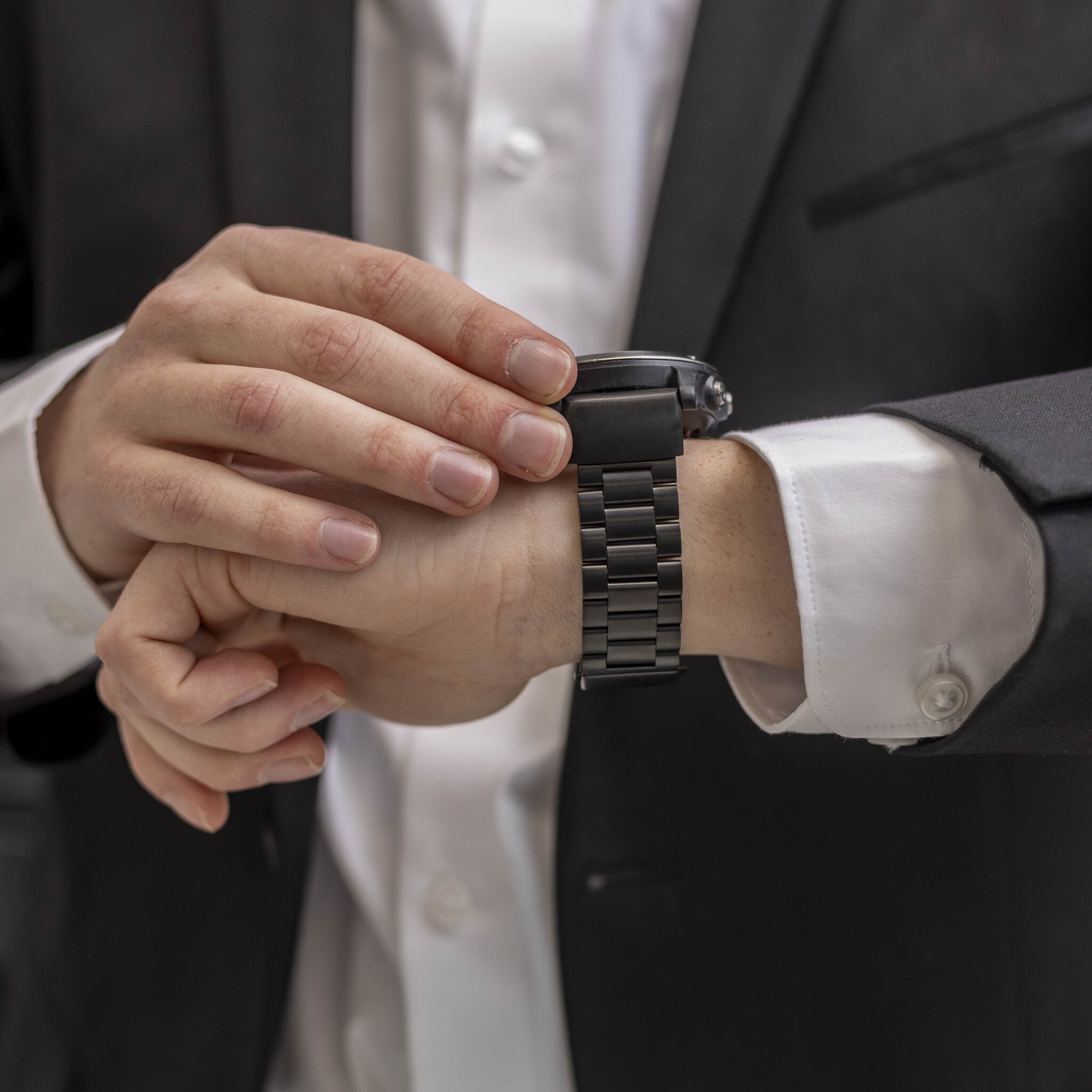 Bandz Garmin Fenix 7 klassisches Stahlarmband (Schwarz)