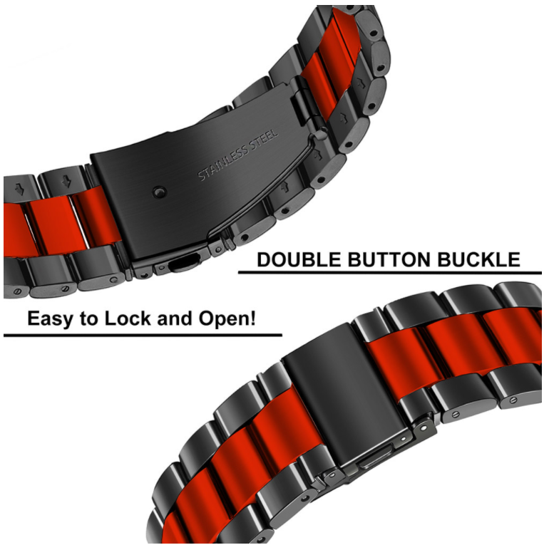 Garmin Vivomove Sport Steel Strap (Black/Red)