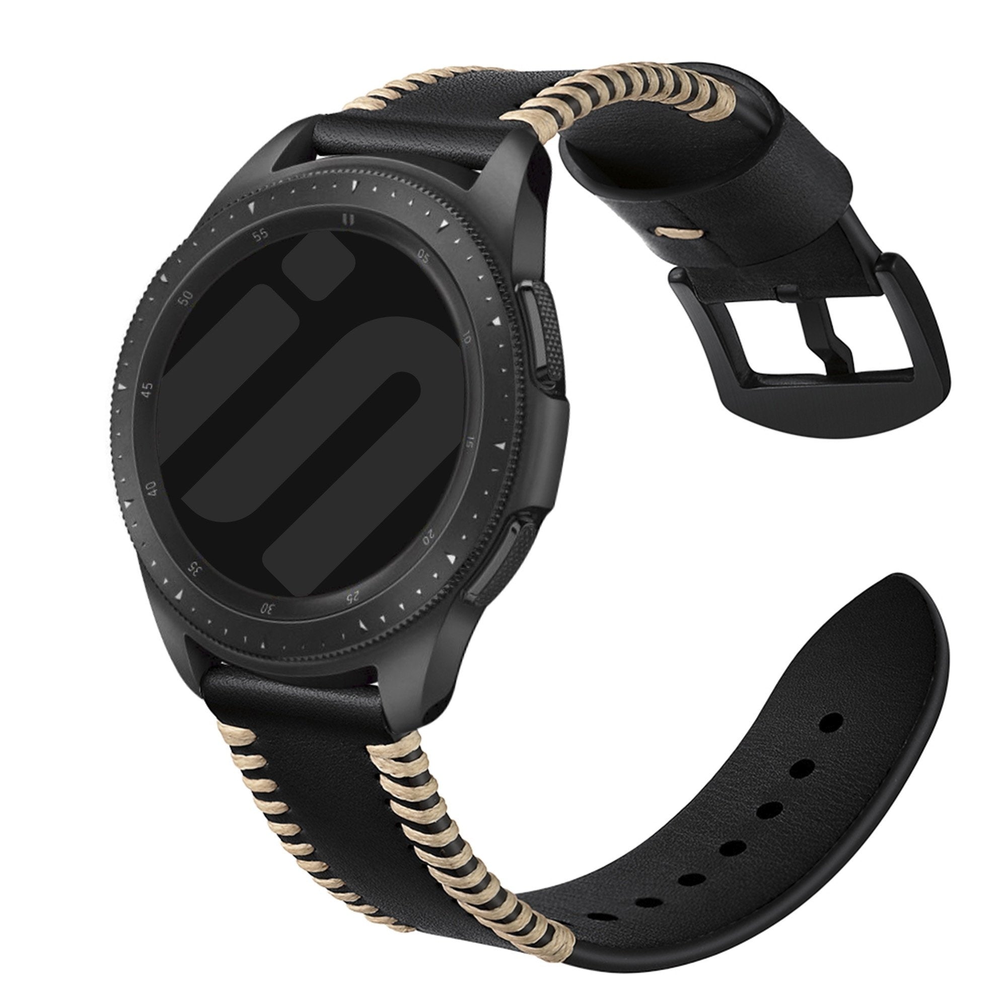 Amazfit Balance 2 Lederarmband mit Ziernaht (Schwarz)