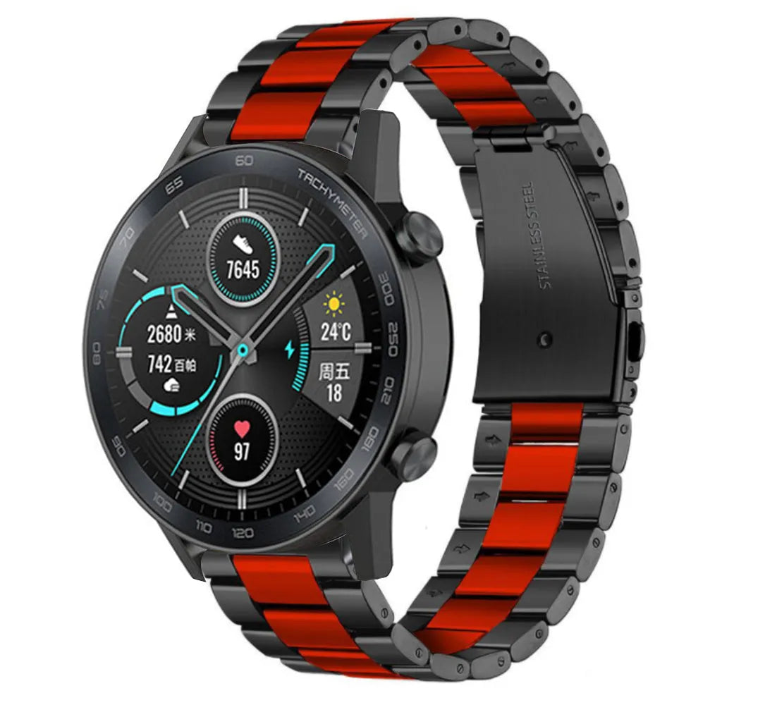 Honor Magic Watch 2 Stahlarmband (Schwarz/Rot)