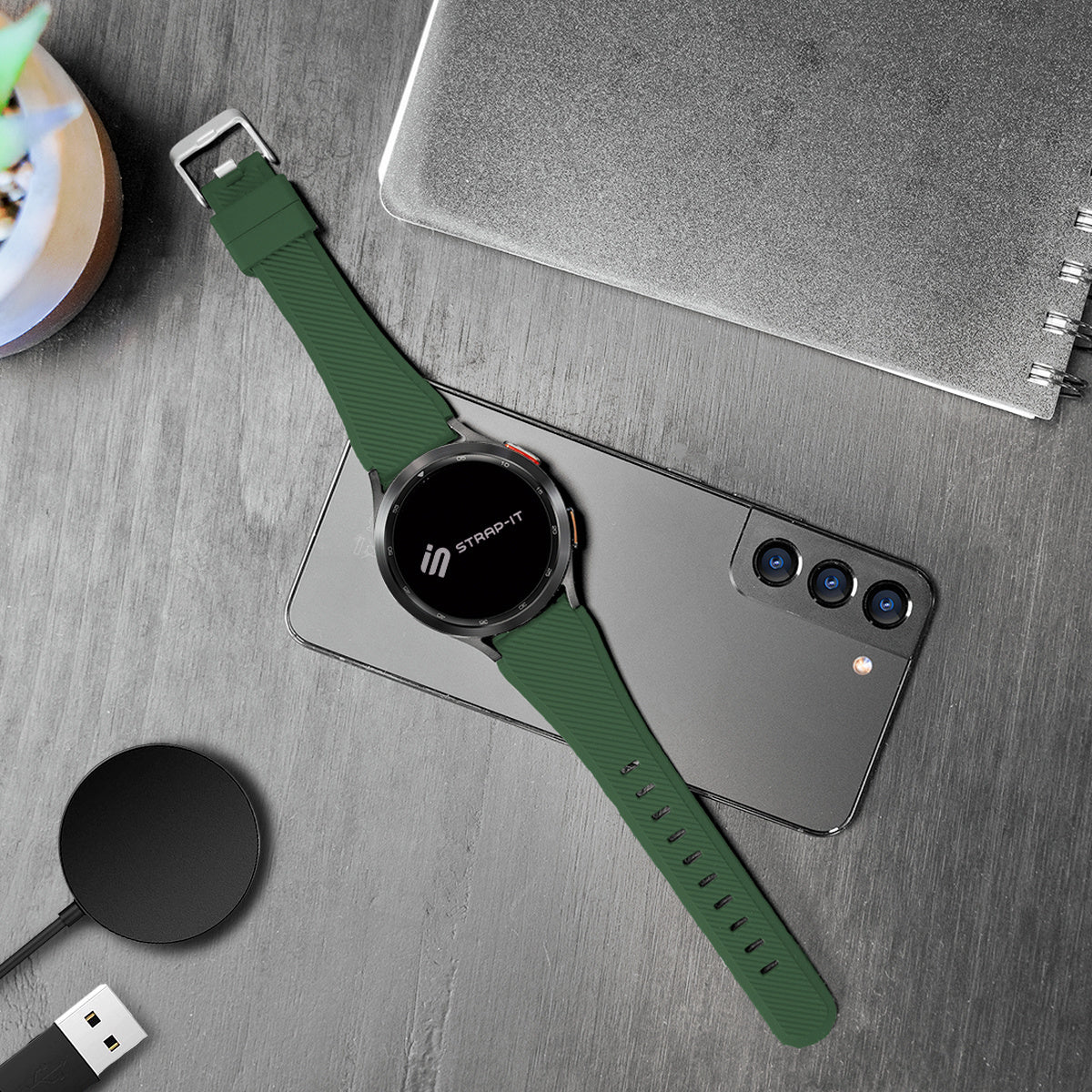 Amazfit Balance Twill Silicone Strap (Dark Green)