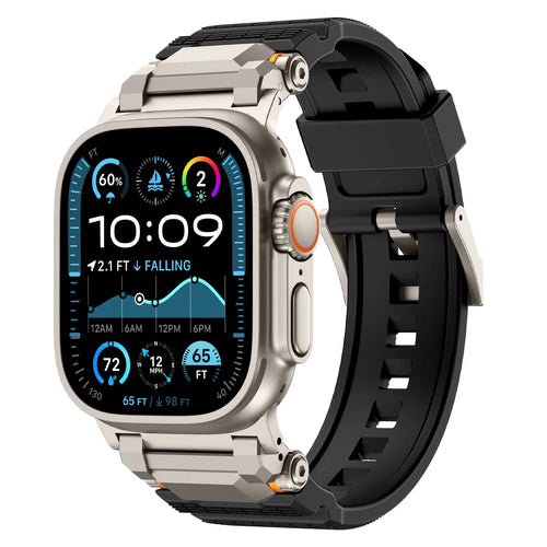 Apple Watch 'Adventurer' Silikonarmband (Schwarz mit Titan)