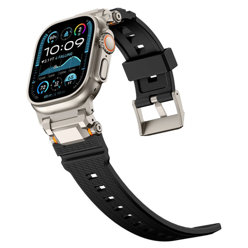 Apple Watch 'Adventurer' Silikonarmband (Schwarz mit Titan)