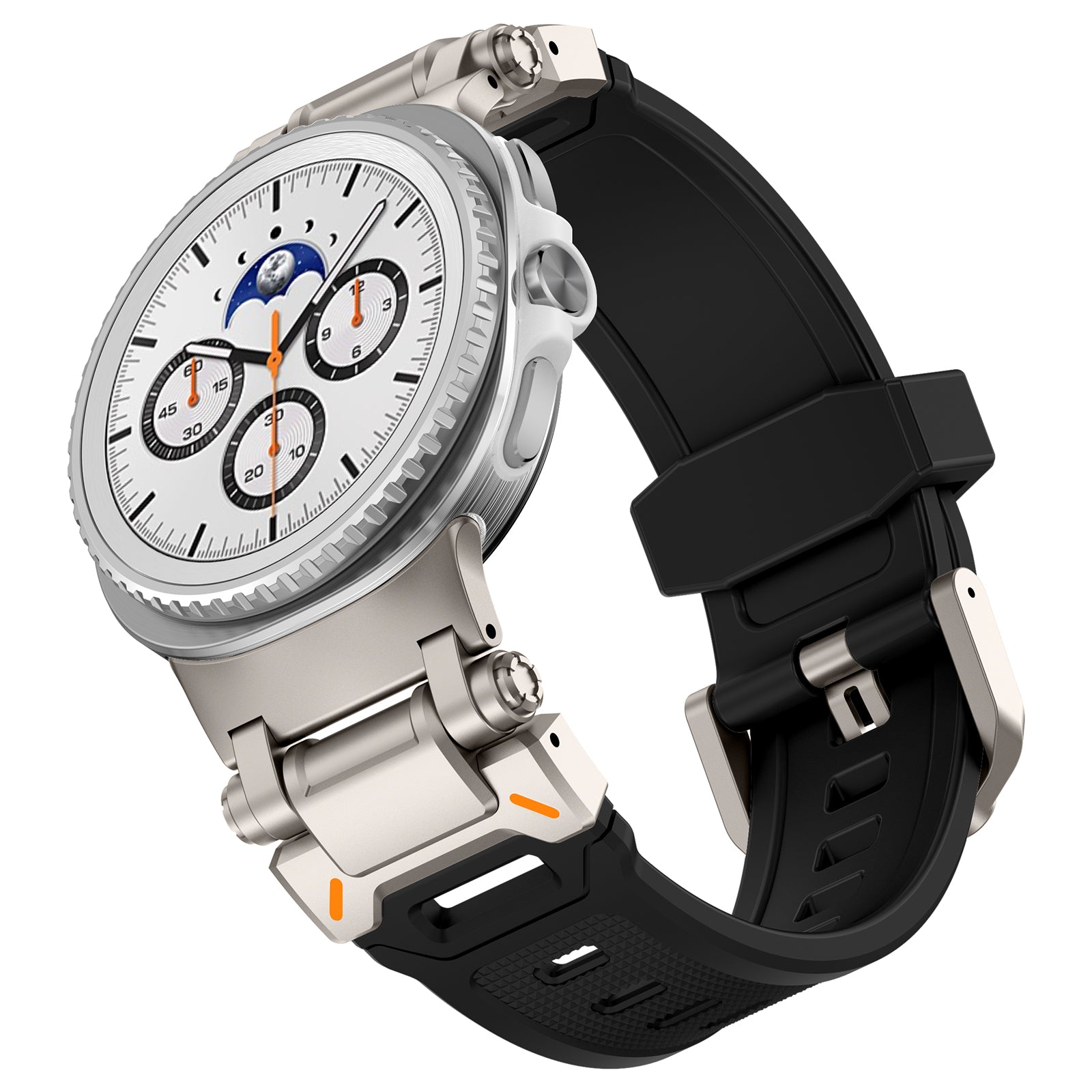 Samsung Galaxy Watch 8 - 40mm 'Explorer' Silikonarmband (Schwarz mit Titan)