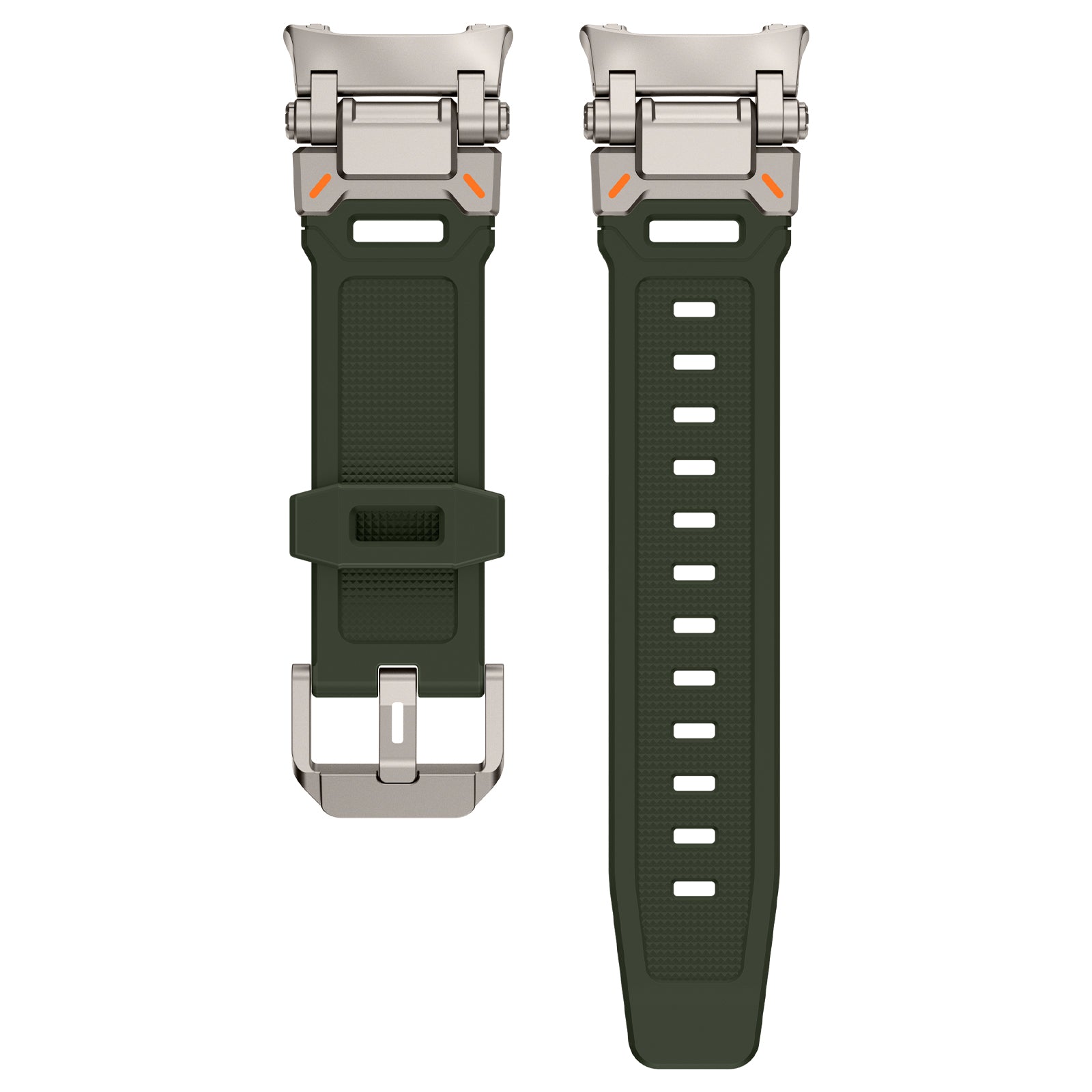 Samsung Galaxy Watch 8 Classic 'Explorer' Silicone Strap (Green with Titanium)