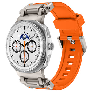 Samsung Galaxy Watch 8 Classic 'Explorer' Silikonarmband (Orange mit Titan)