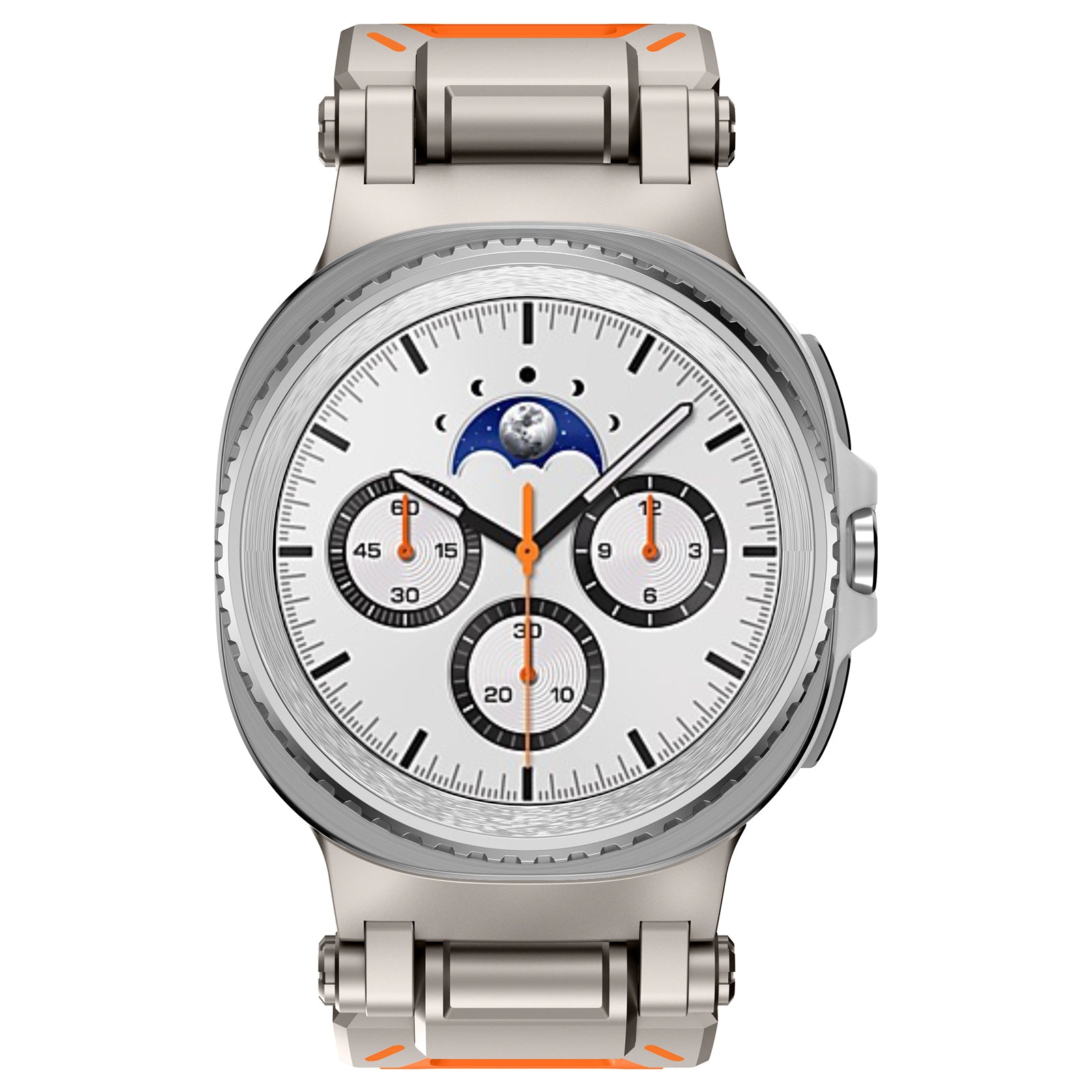 Samsung Galaxy Watch 8 - 44mm 'Explorer' Silicone Strap (Orange with Titanium)