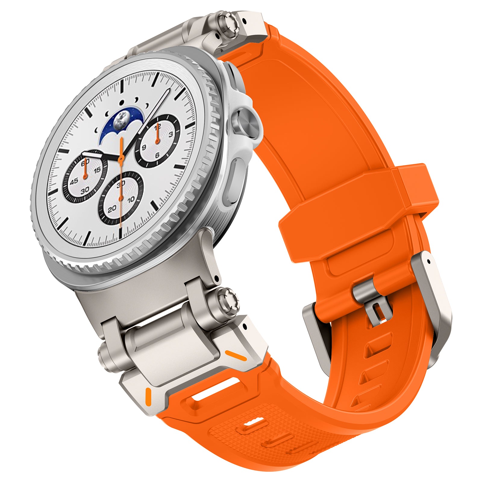 Samsung Galaxy Watch 8 Classic 'Explorer' Silikonarmband (Orange mit Titan)