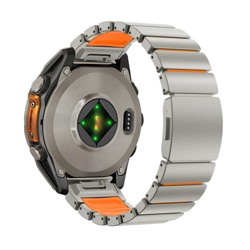 Bandz Garmin Fenix E Titanium Strap 'Hybrid' (Titanium/Orange)