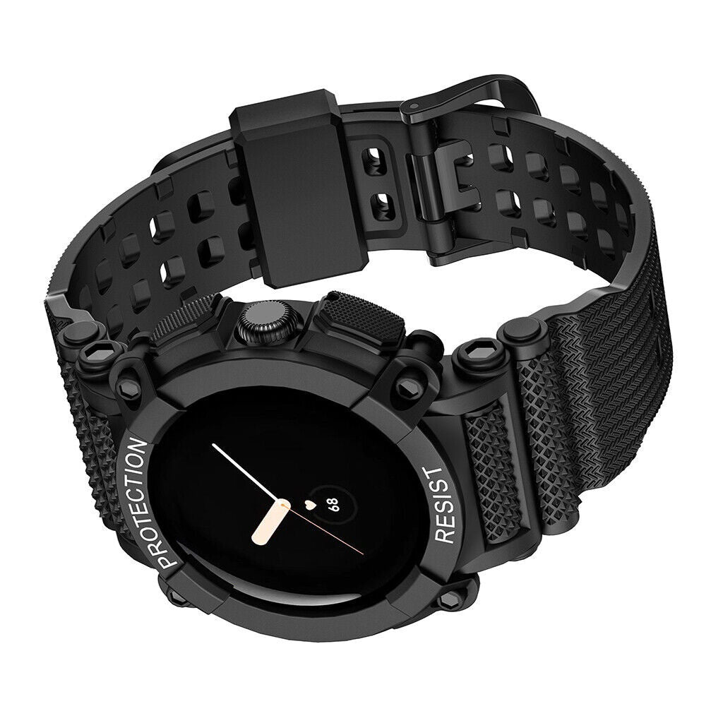 Google Pixel Watch 4 - 41mm TPU Armband mit integrierter Hülle (Schwarz)