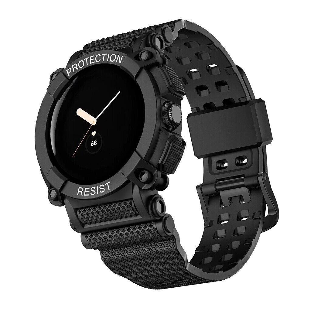 Google Pixel Watch 4 - 41mm TPU Armband mit integrierter Hülle (Schwarz)