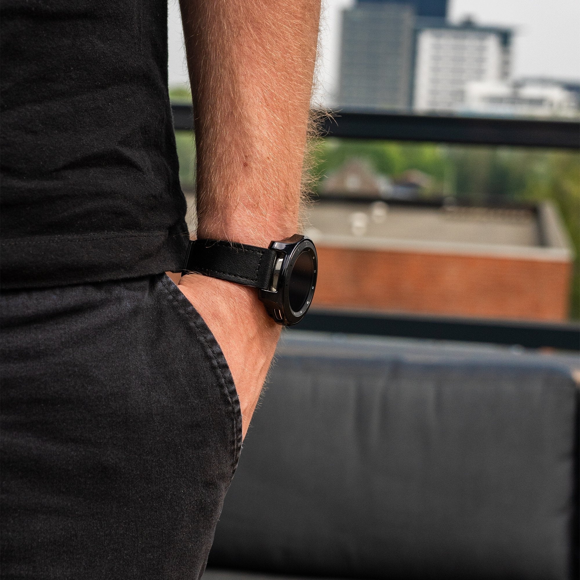 Amazfit Balance 2 Leather Strap with D-Buckle (Black)