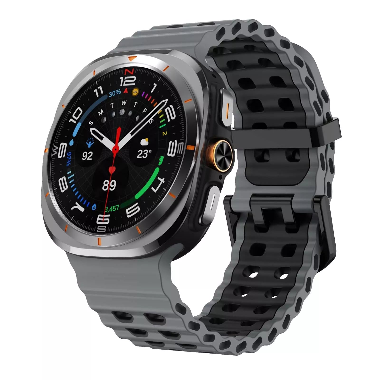 Samsung Galaxy Watch Ultra Wave Silikonarmband (Grau/Schwarz)