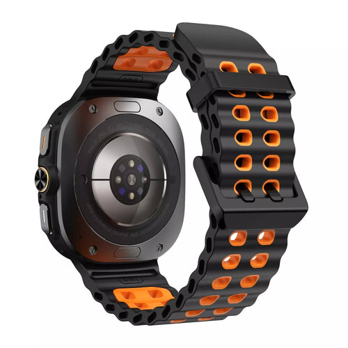 Samsung Galaxy Watch Ultra Wave Silikonarmband (Schwarz/Orange)