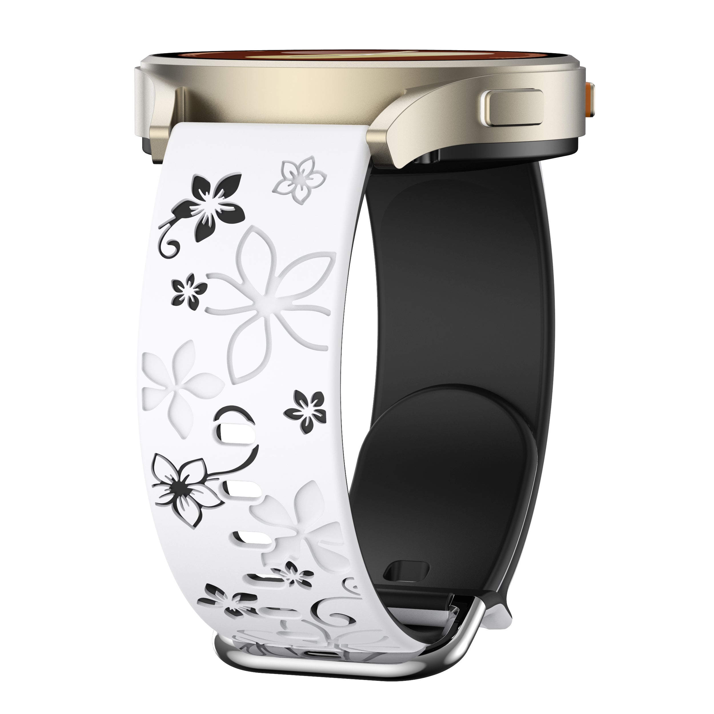 Samsung Galaxy Watch 4 Classic 46mm Flower Silikonarmband (Weiß/Schwarz)