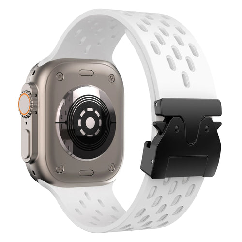 Apple Watch Silikonarmband mit P-Schnalle (Weiß)