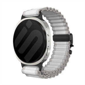 Samsung Galaxy Watch 8 - 40mm Outdoor Nylonarmband mit P-Schnalle (Weiß mit Schwarz)