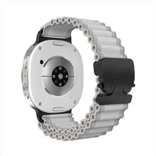 Samsung Galaxy Watch 8 - 40mm Outdoor Nylonarmband mit P-Schnalle (Weiß mit Schwarz)