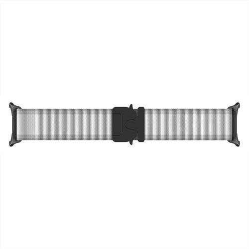 Samsung Galaxy Watch 8 - 40mm Outdoor Nylonarmband mit P-Schnalle (Weiß mit Schwarz)