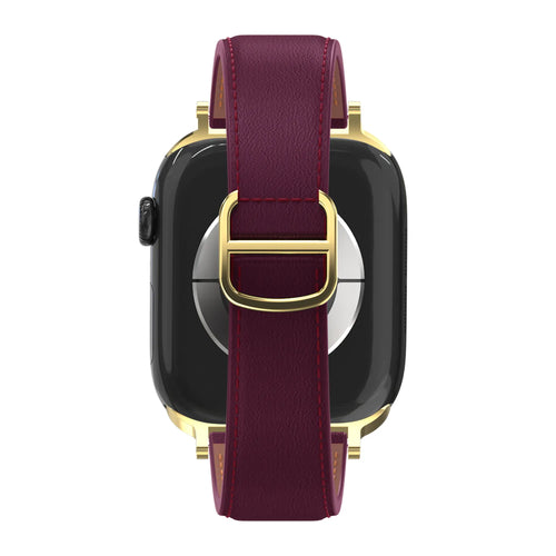 Bandz Apple Watch Leather Strap 'D-Type' (Wine Red)