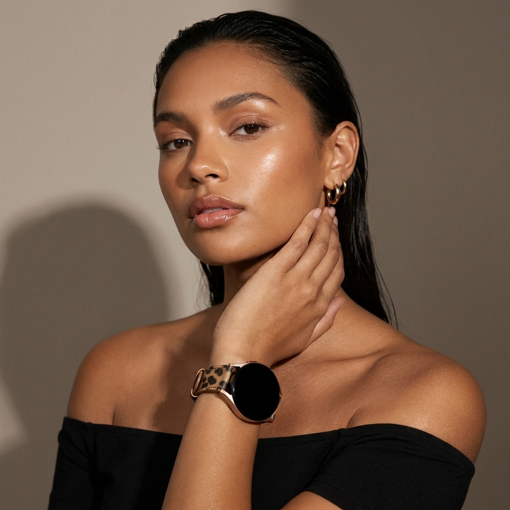 xoxo Wildhearts Amazfit Active 3 Premium Leather Strap (Leopard)