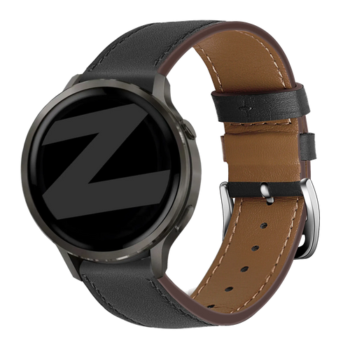Bandz Garmin Forerunner 265s Leather Strap 'Deluxe' (Black)