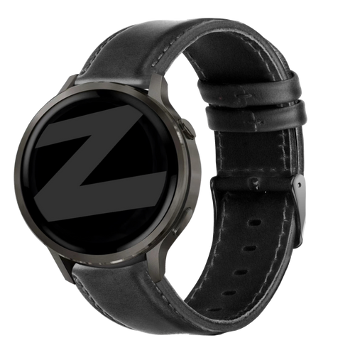 Bandz Garmin Forerunner 245 Lederarmband 'Classic' (Schwarz)