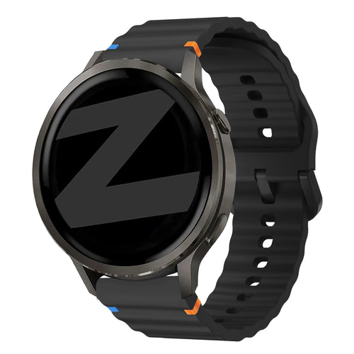 Bandz Garmin Vivoactive 4s Silikonarmband 'Wave' (Schwarz)