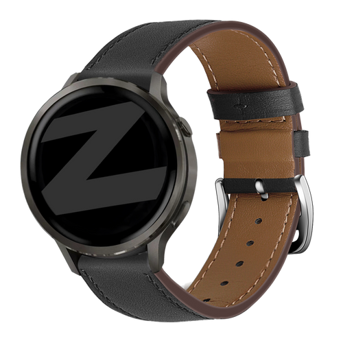 Bandz Garmin Forerunner 570 - 47mm Lederarmband 'Deluxe' (Schwarz)