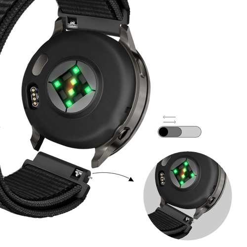 Bandz Garmin Vivoactive 4s Nylon Loop Armband (Schwarz)