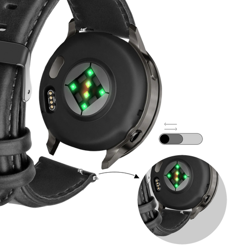 Bandz Garmin Forerunner 245 Lederarmband 'Classic' (Schwarz)